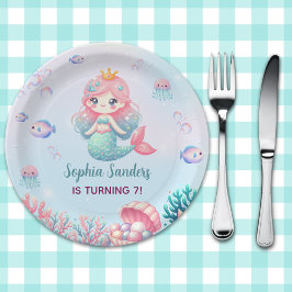Plato De Papel Funny Mermaid Birthday Girl