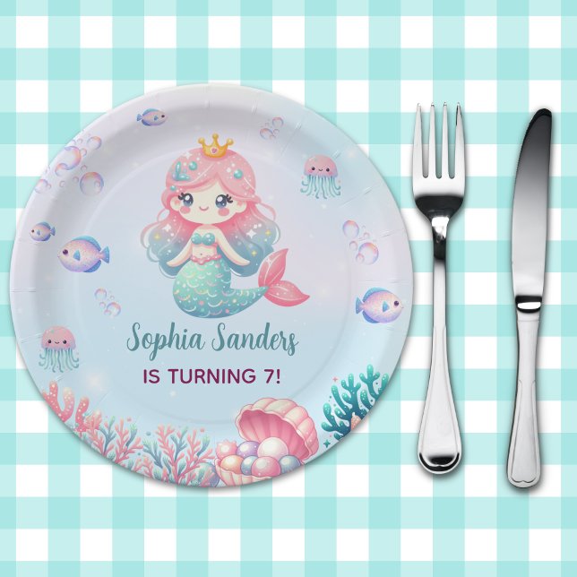 Plato De Papel Funny  Mermaid Birthday Girl (Subido por el creador)
