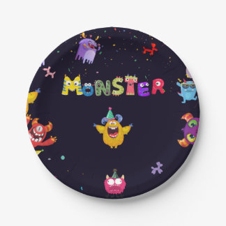 Plato De Papel Funny Monster Birthday Party Plates