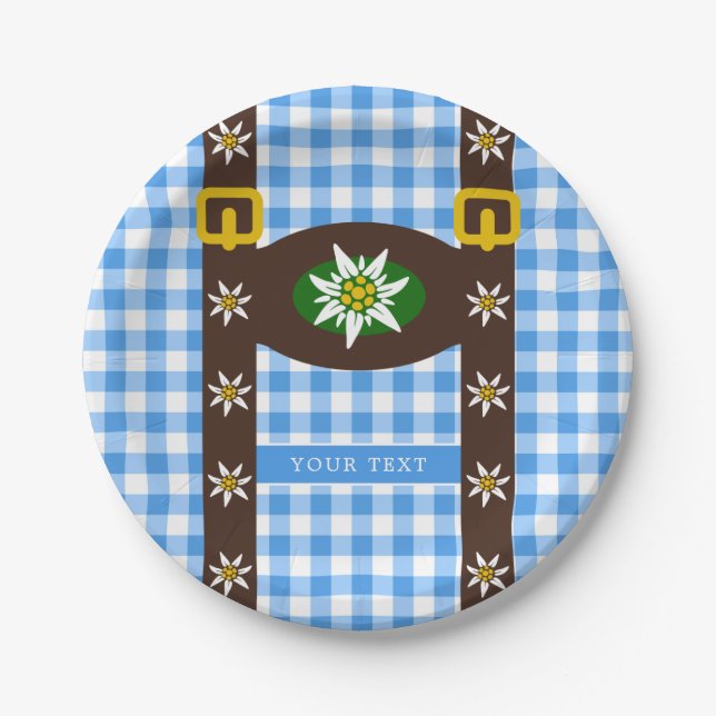 Plato De Papel Funny Octoberfest Lederhosen Suspendedores  (Anverso)