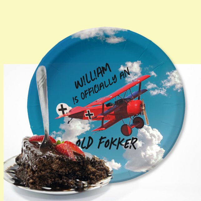 Plato De Papel Funny oficial viejo Fokker sobre el cumpleaños de  (Subido por el creador)