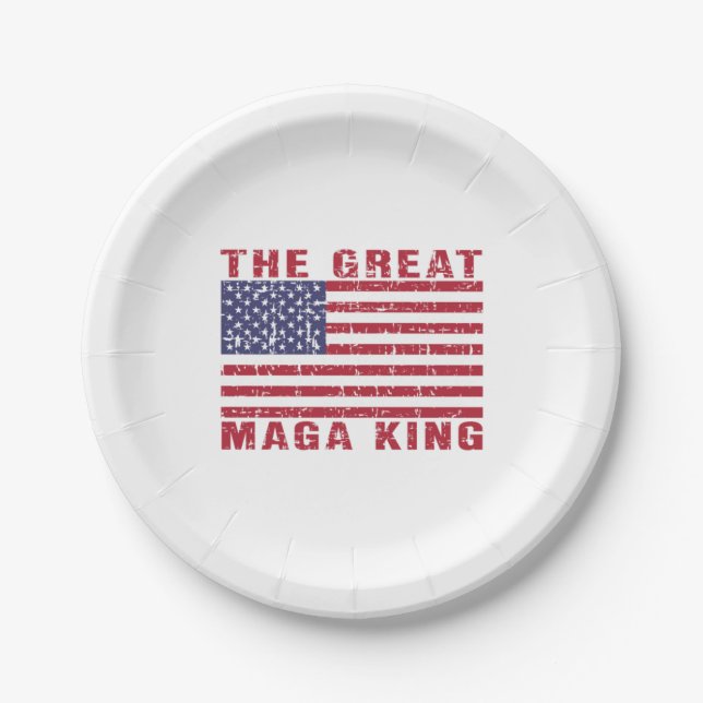 Plato De Papel Funny partidario del Rey Trump de MAGA (Anverso)