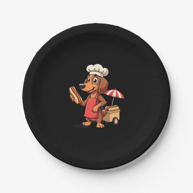 Plato De Papel Funny Perro Dachshund Perro Weenie Sausage Hotdog  (Anverso)