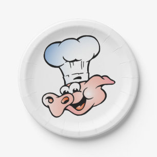 Plato De Papel Funny Personalizado Pig Chef con Gorra