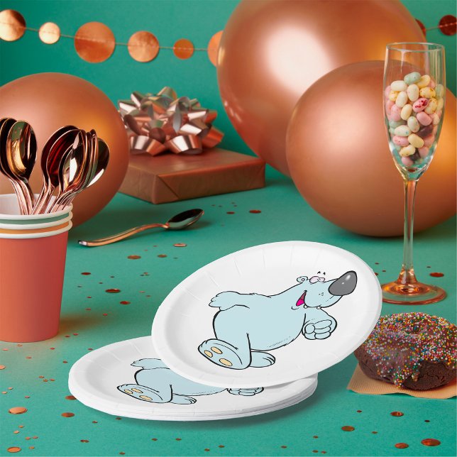 Plato De Papel Funny Personalizado Polar Bear Cute Carácter Azul (Subido por el creador)