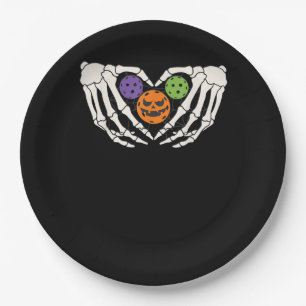 Plato De Papel Funny Pickle Halloween Skeleton manos Pumpki del c