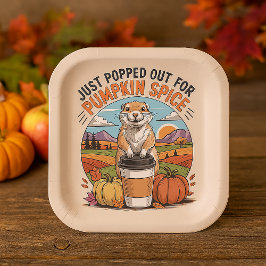 Plato De Papel Funny Prairie Dog Fall Pumpkin Spice Humor
