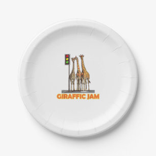 Plato De Papel Funny Pun Giraffe Jam