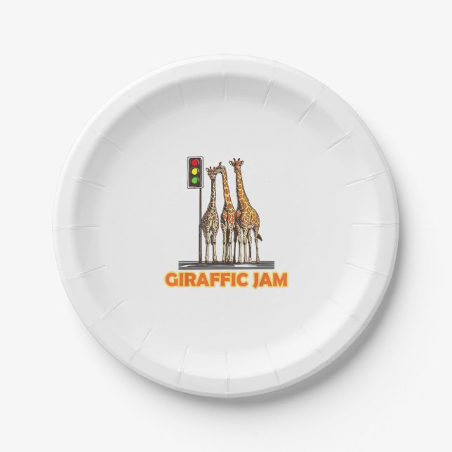 Plato De Papel Funny Pun Giraffe Jam (Anverso)