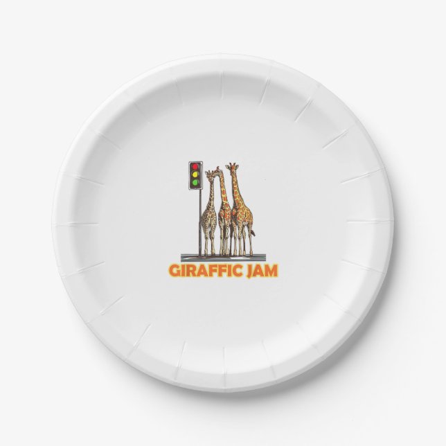 Plato De Papel Funny Pun Giraffe Jam (Anverso)