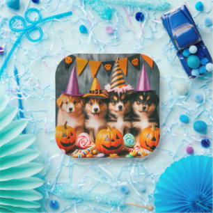 Plato De Papel Funny puppies halloween