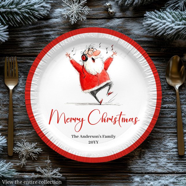 Plato De Papel Funny Quirky Santa Claus Festive Holiday Plates (Funny Quirky Santa Claus Festive Holiday Plates)