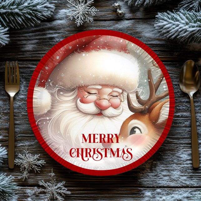 Plato De Papel Funny Rudolph Red Nose Cartoon Christmas Paper  (Funny Rudolph Red Nose Cartoon Christmas Paper Plates

)