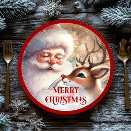 Plato De Papel Funny Santa Claus Cartoon Holiday Party Paper