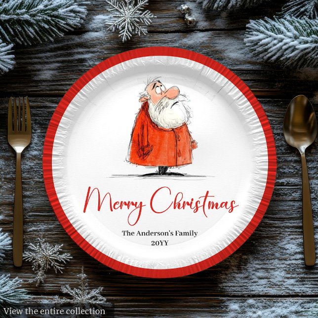 Plato De Papel Funny Santa Claus Holiday Festive Paper Plates (Funny Santa Claus Holiday Festive Paper Plates)