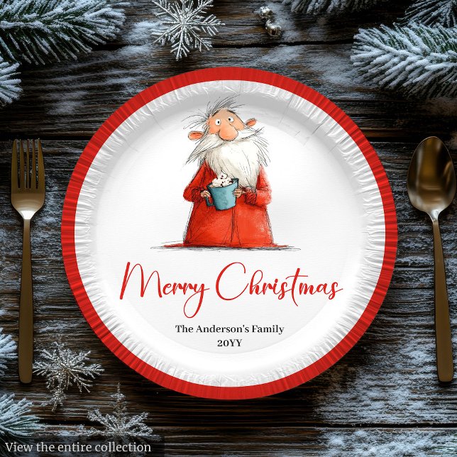 Plato De Papel Funny Santa Claus Minimalist Holiday Tableware  (Funny Santa Claus Minimalist Holiday Tableware Design

)