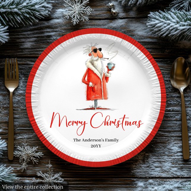 Plato De Papel Funny Santa Claus Minimalist Holiday Tableware Set (Funny Santa Claus Minimalist Holiday Tableware Set

)
