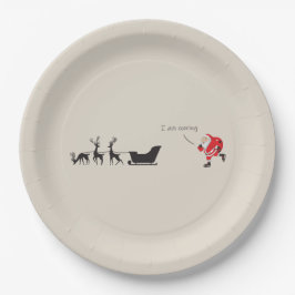 Plato De Papel Funny santa 'I am coming' for sleigh
