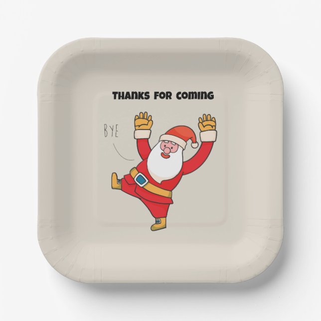 Plato De Papel Funny santa thanks for coming (Anverso)