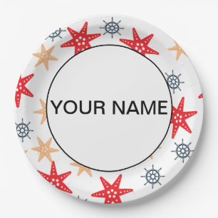 Plato De Papel Funny Seastars And SteerWheels Pattern