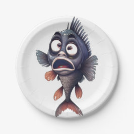 Plato De Papel Funny Surprised Fish – Cartoon Fish Plate Design