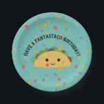 Plato De Papel Funny Ten Fantastaco Birthday Cute Kawaii Taco<br><div class="desc">Funny tiene un fantástico cumpleaños y un lindo plato de taco kawaii.</div>