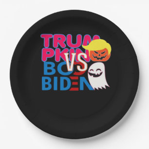 Plato De Papel Funny Trumpkin contra Boo Biden Clase de Diseño Ha