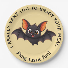 Plato De Papel Funny Vampire Bat Halloween Party Custom Text