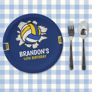 Plato De Papel Funny Volleyball Boy Birthday