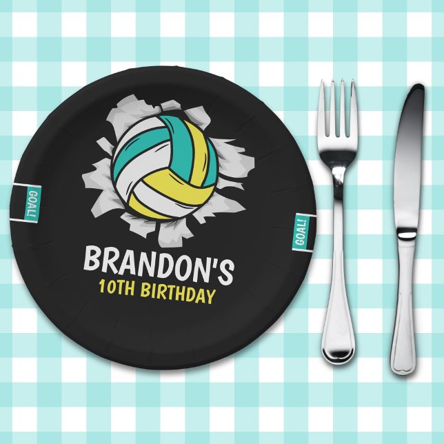 Plato De Papel Funny Volleyball Boy Birthday (Subido por el creador)