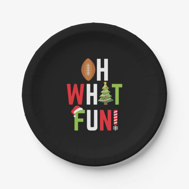 Plato De Papel Fútbol americano Oh qué Navidades divertidos (Anverso)