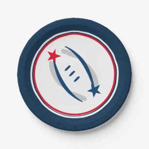 Plato De Papel Fútbol azul/rojo/blanco 7" del patriota placas de