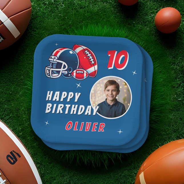 Plato De Papel Fútbol Ball Casco Personalizado Foto Cumpleaños (Subido por el creador)