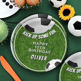 Plato De Papel Fútbol Baloncesto Grass Deportes Niños Cumpleaños