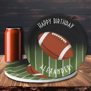 Plato De Papel Fútbol Campo Feliz cumpleaños personalizado