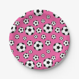 Plato De Papel Fútbol Cumpleaños Rosa