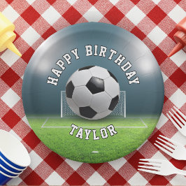 Plato De Papel Fútbol deportivo de campo de fútbol feliz cumpleañ