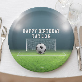 Plato De Papel Fútbol deportivo de campo de fútbol feliz cumpleañ