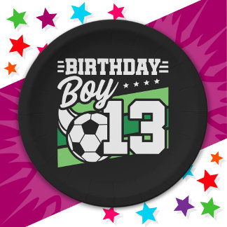 Plato De Papel Fútbol infantil de 13 años 13º cumpleaños