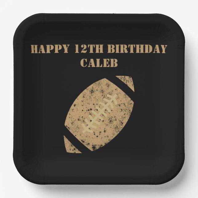 Plato De Papel Fútbol personalizado fiesta de cumpleaños Black Go (Anverso)