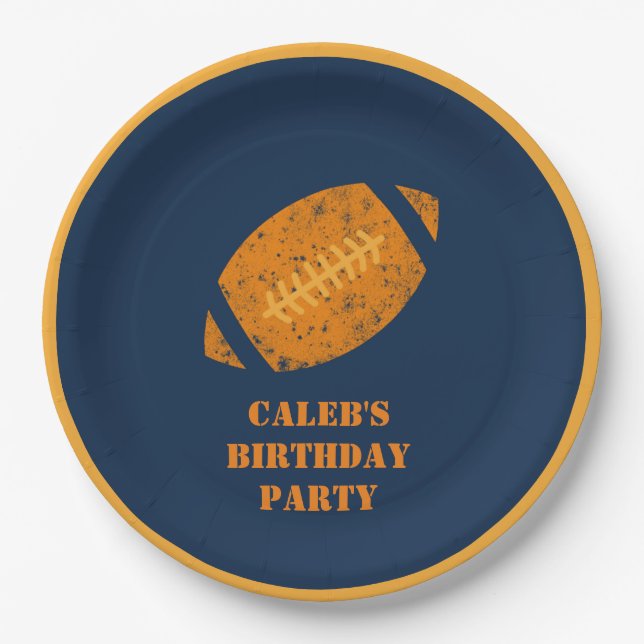 Plato De Papel Fútbol personalizado Nacimiento Marina Oro Azul (Anverso)