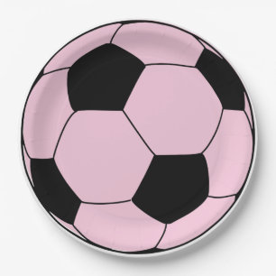 Plato De Papel Fútbol rosa