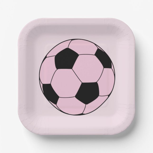 Plato De Papel Fútbol rosa (Anverso)