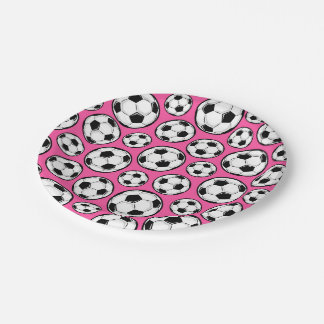 Plato De Papel Fútbol rosado