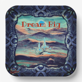 Plato De Papel Futura ciudad del sueño ligero grande