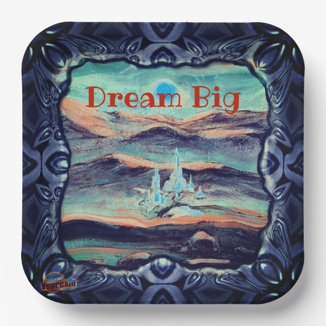 Plato De Papel Futura ciudad del sueño ligero grande (Anverso)