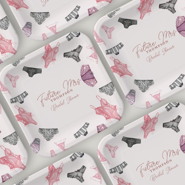 Plato De Papel Futura Sra Rubor Lingerie Rubor Bridal Shower (Subido por el creador)