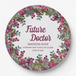 Plato De Papel Futuro Doctor Licenciado Floral Púrpura
