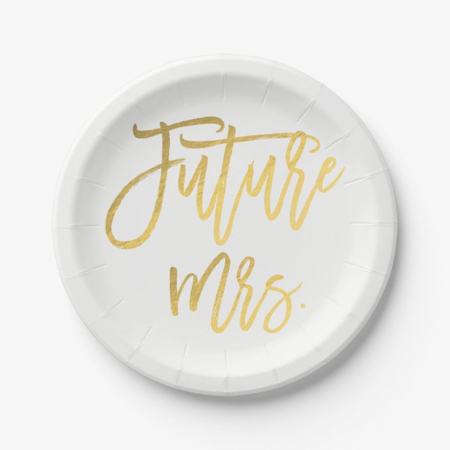 Plato De Papel Futuro Sra. Faux Relieve metalizado dorado Modern  (Anverso)