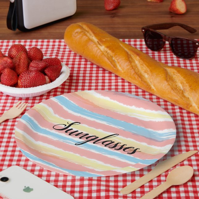 Plato De Papel Gafas de sol Agua amarillo rosa azul (Picnic)